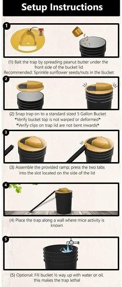 Viral In America Lid Bucket Mouse Trap Flip & Slide Effective Catcher