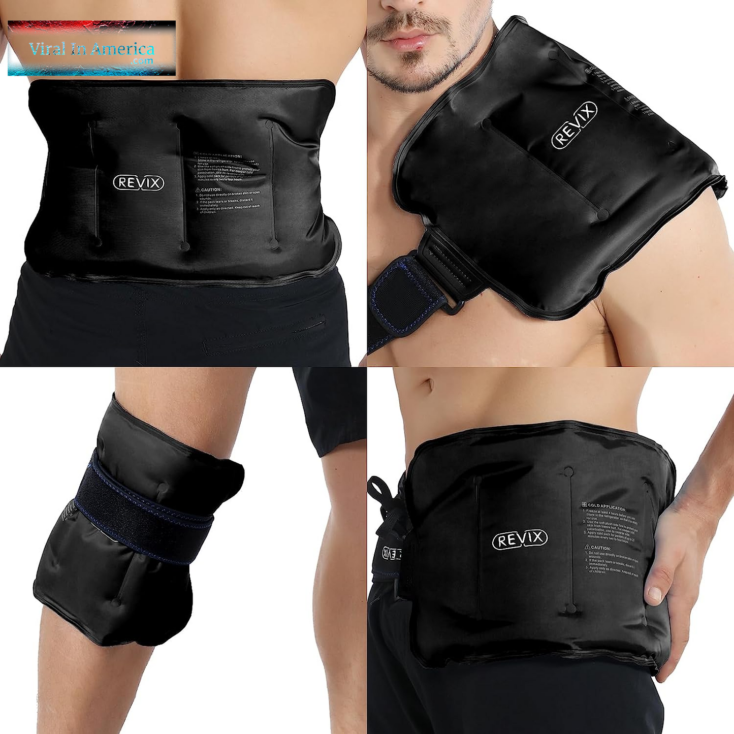 REVIX Ice Pack for Injuries Reusable Gel for Lower Back, Cold Packs for Back Shoulder, Elbow, Hip, Leg, Wrap around Entire Knee, Soft Cold Compress,16 × 9" Navy