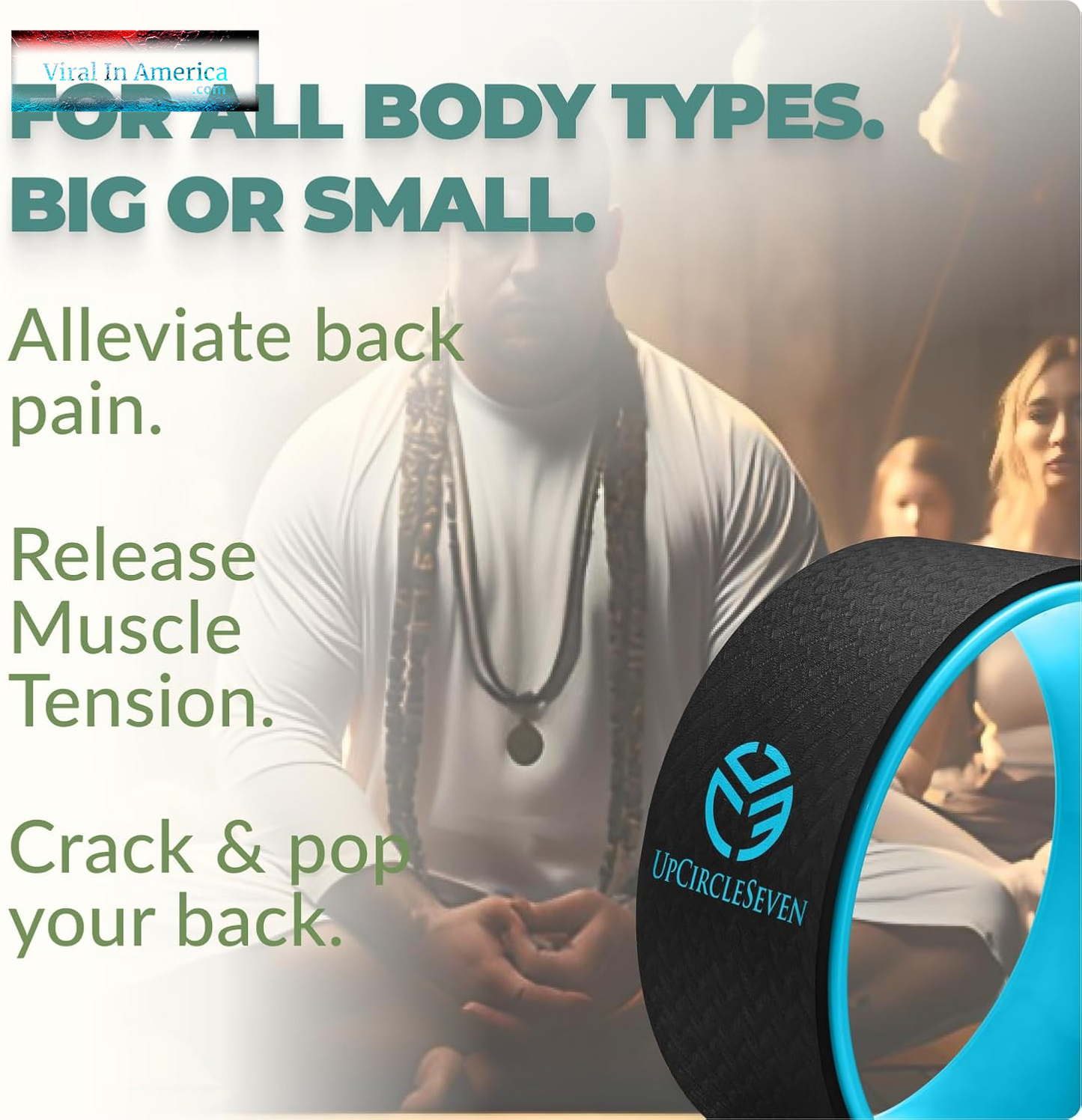Upcircleseven Back Roller & Yoga Wheel - Relieve Lower & Upper Back Pain & Stiffness - Therapeutically Stretch, Mobilize & Decompress Your Spine - Increase Mobility, Flexibility & Alignment