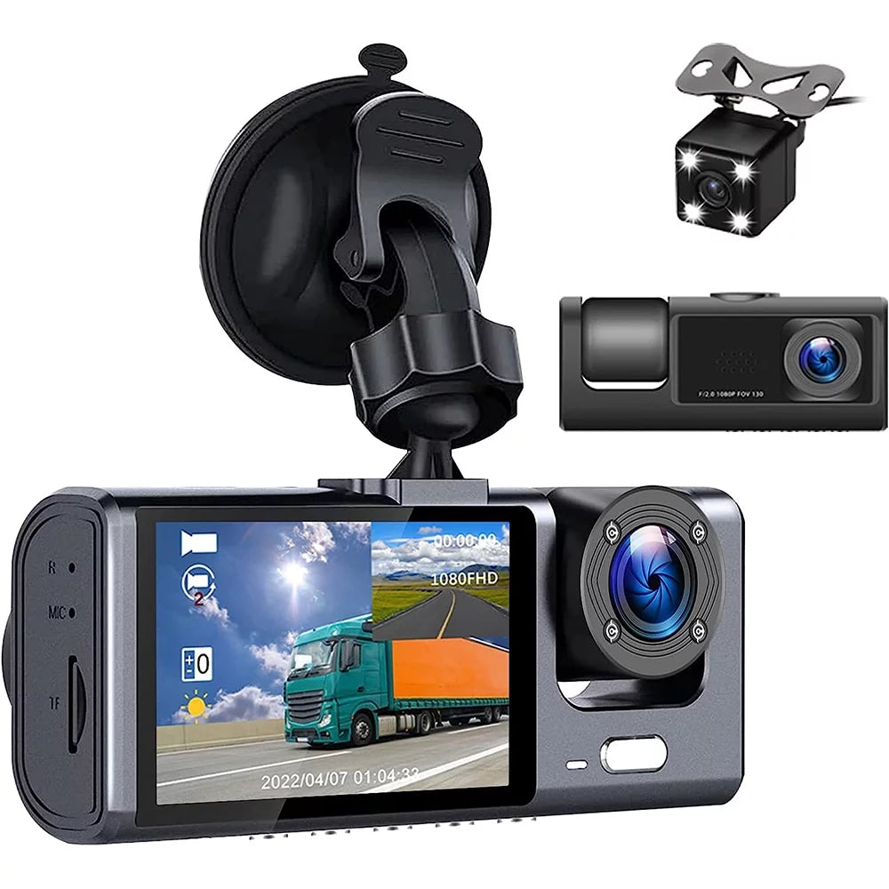 Dual Dash Cam Front and Backup 1080P Night Vision Loop Recording