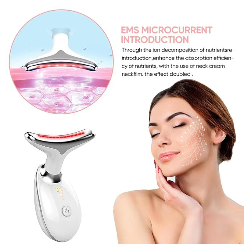 Viral Neck Face Beauty Device, Facial Massager for Skin Care, Double Chin, with 3 Color Modes, Face Sculpting Tool, Thermal, Vibration, Microcurrent