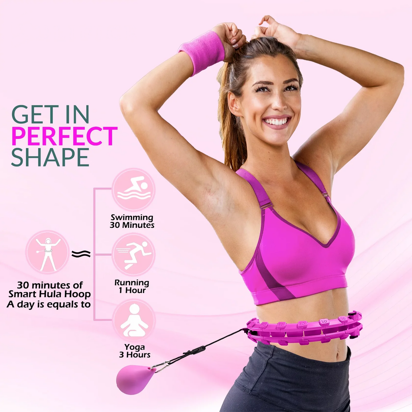 Viral Smart Weighted Hula Hoop for Exercise and Weight Loss, 24 Knots