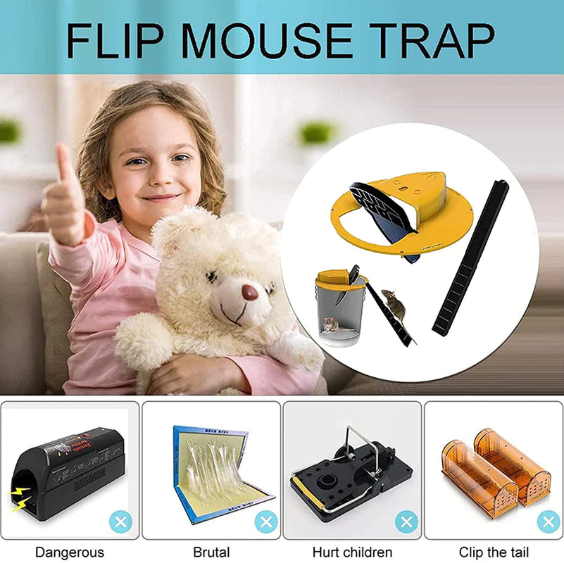 Viral In America Lid Bucket Mouse Trap Flip & Slide Effective Catcher 