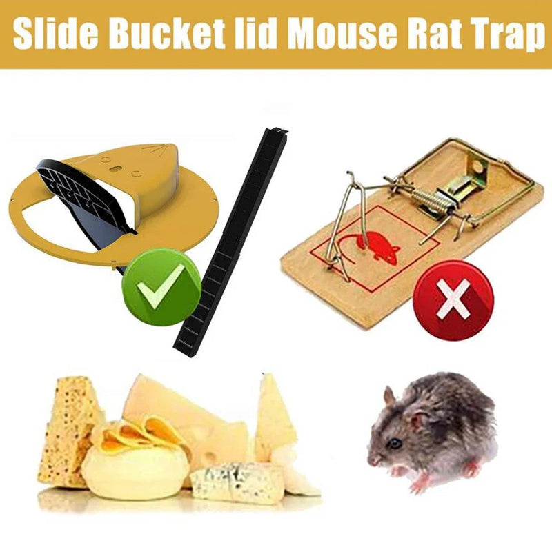 Viral In America Lid Bucket Mouse Trap Flip & Slide Effective Catcher 