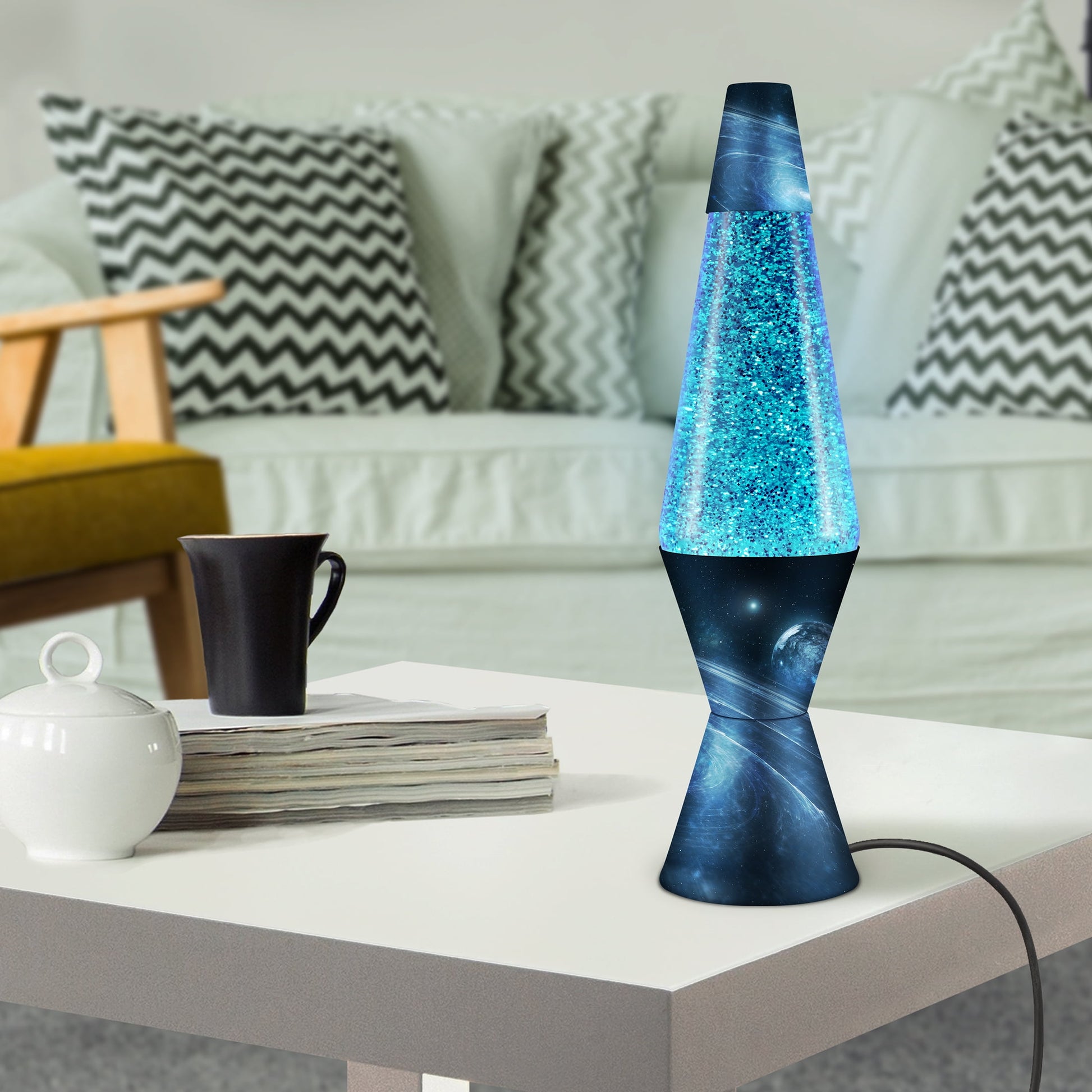 "Authentic LAVA Lamp - Azure Galaxy Edition: Silver Glitter with Blue Liquid"