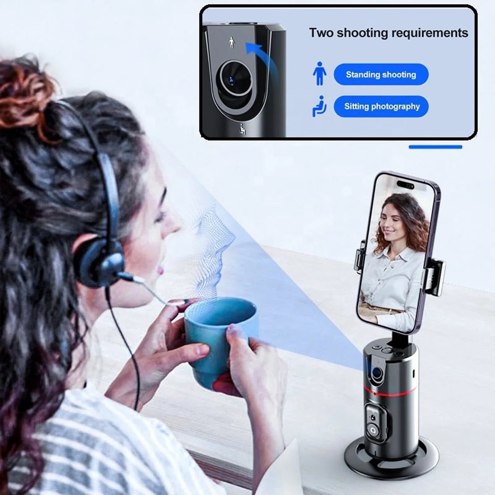 "360° Smart Face Tracking Tripod: Your Ultimate Follower. 