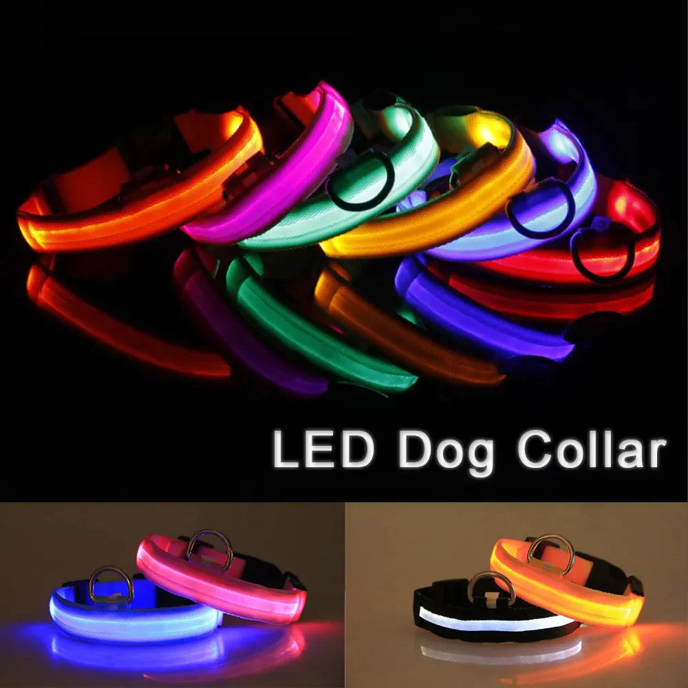 Viral LED Adjustable Dog Collar - Blinking Flashing Light Up Glow Pet Safety Waterproof