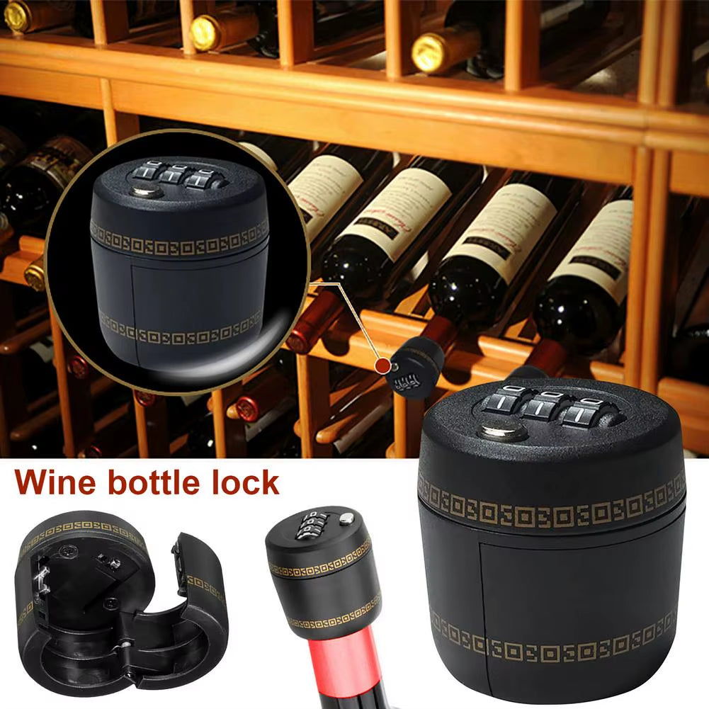 Plastic Wine Bottle Combination Locks Liquor Whiskey Bottle Top Stopper Vacuum Wine Bottle Cap Password Lock Plug Device