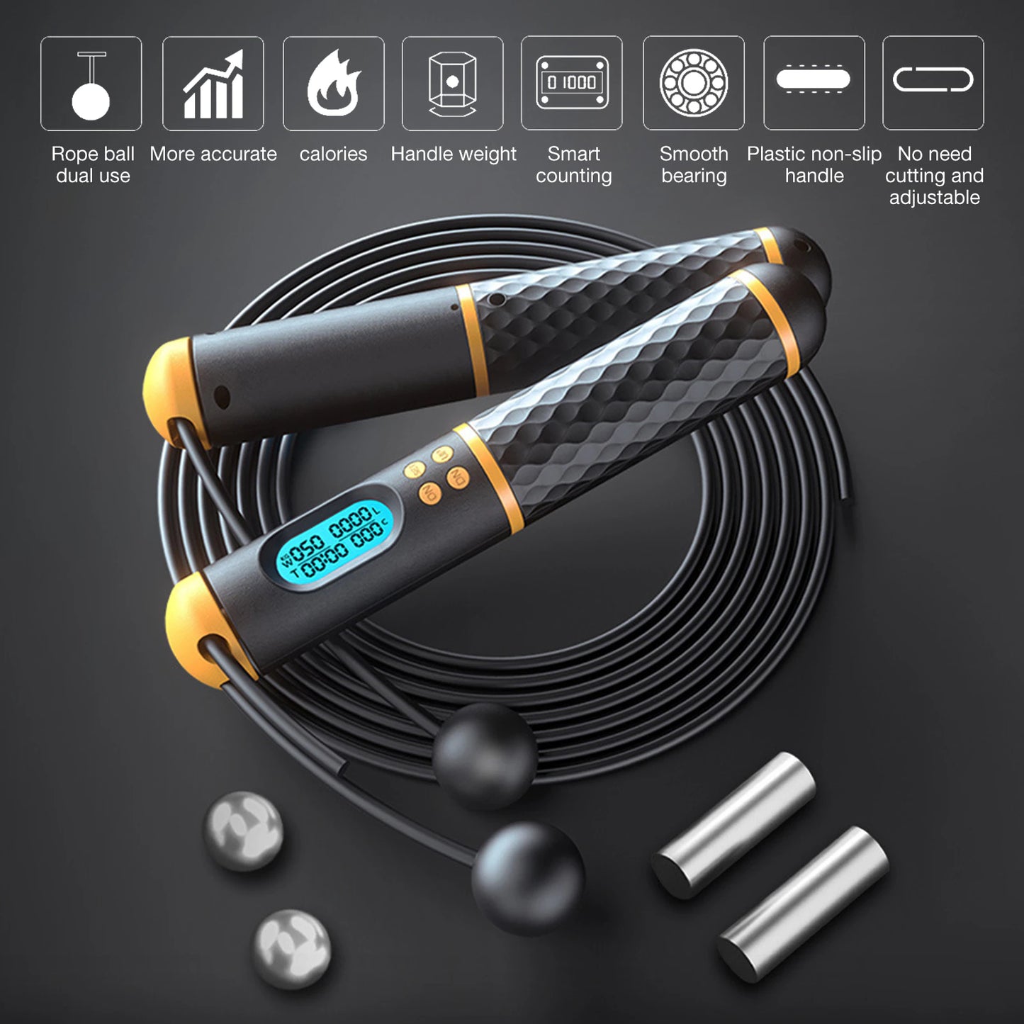 Viral 2-In-1 Jump Rope Intelligent Cordless Skipping Rope Digital Counter Gym Rope Weight Loss Training Speed Rope for Fitness Workout