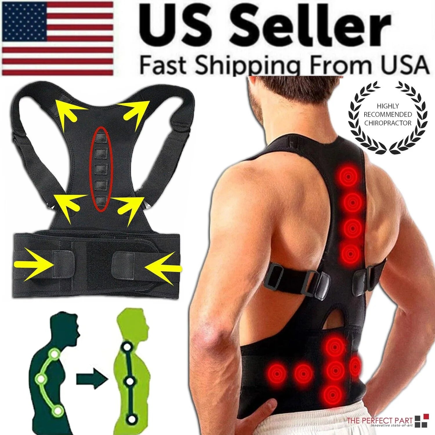 Viral Posture Corrector Support Magnetic Back Shoulder Brace Belt Band For Men Women