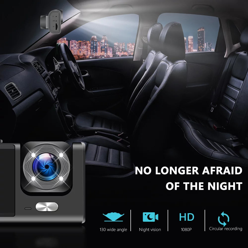 Dual Dash Cam Front and Backup 1080P Night Vision Loop Recording