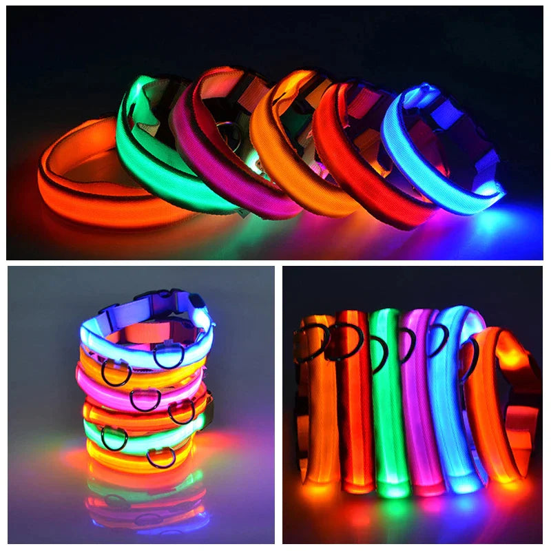 Viral LED Adjustable Dog Collar - Blinking Flashing Light Up Glow Pet Safety Waterproof