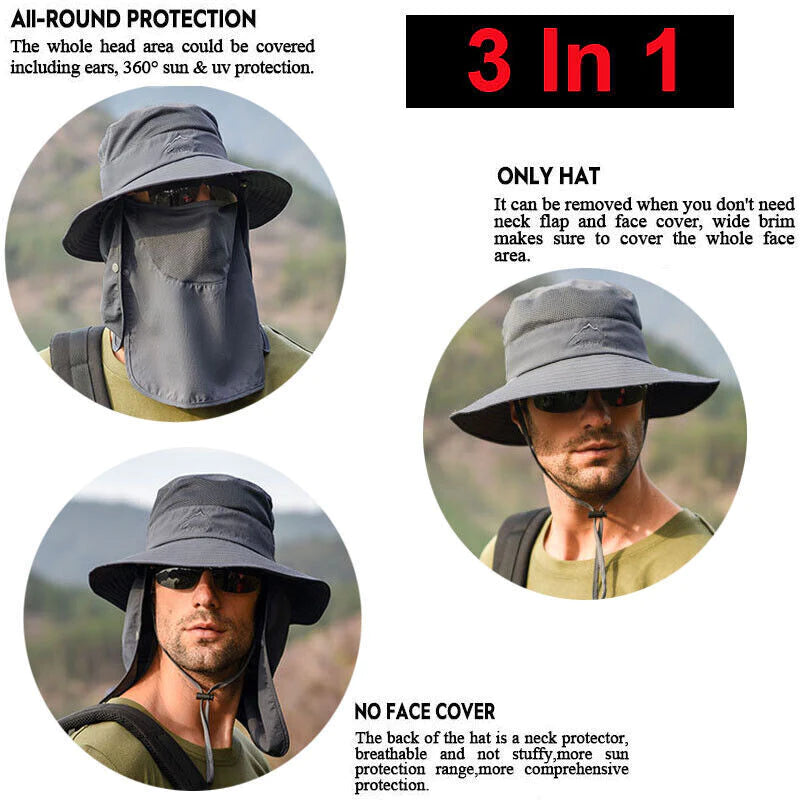 Viral In America Mosquitoes Wide Brim Sun Hat UV Protection Bucket Cap for Hiking Camping Fishing Safari Men Woman