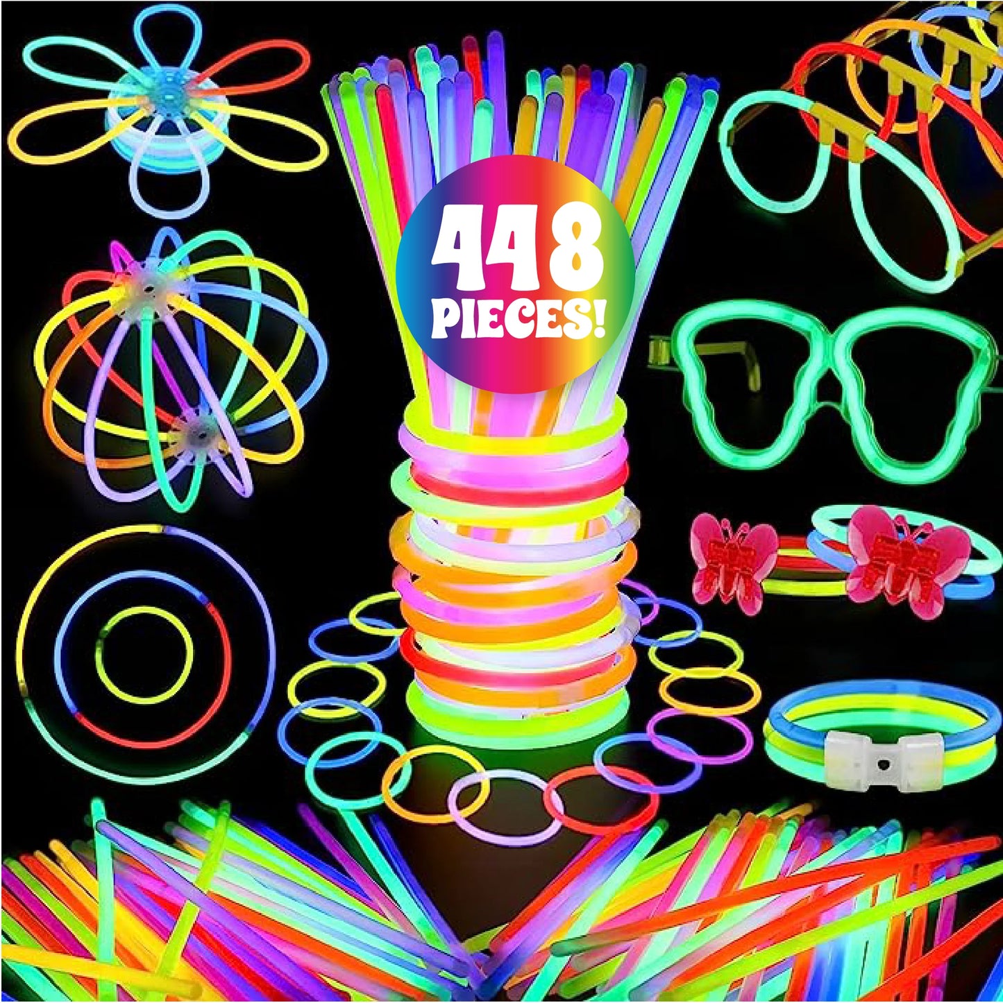 Viral Glow Party Pack: 448-Piece Neon & Glow-in-the-Dark Combo Set