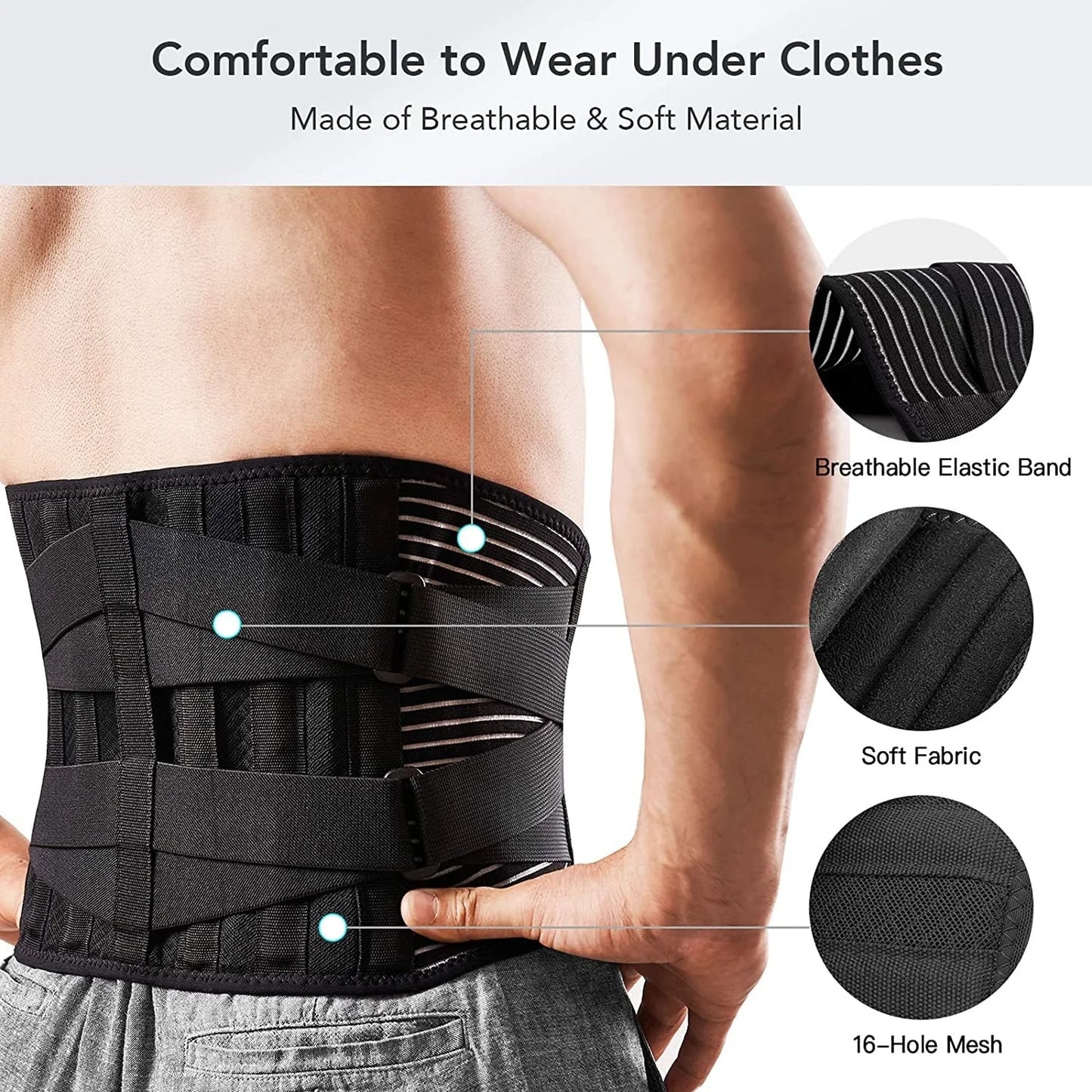 Adjustable Lower Back Brace Lumbar Support Waist Belt for Men Women Pain Relief