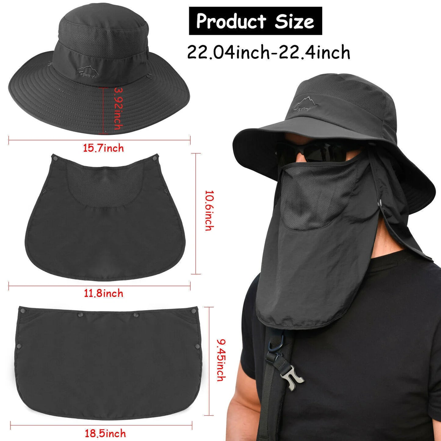 Viral In America Mosquitoes Wide Brim Sun Hat UV Protection Bucket Cap for Hiking Camping Fishing Safari Men Woman