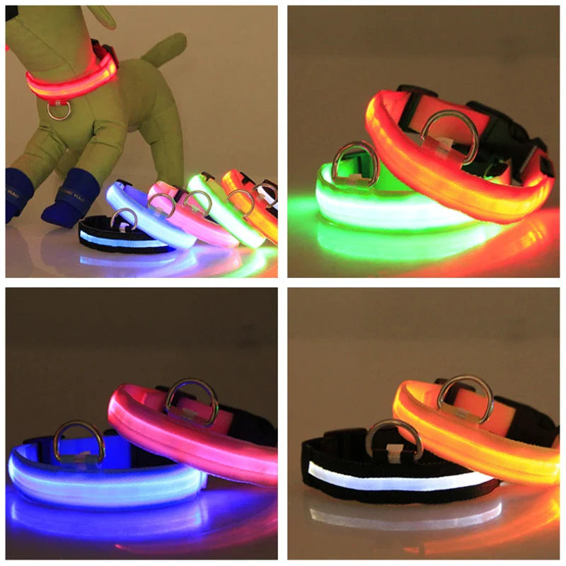 Viral LED Adjustable Dog Collar - Blinking Flashing Light Up Glow Pet Safety Waterproof