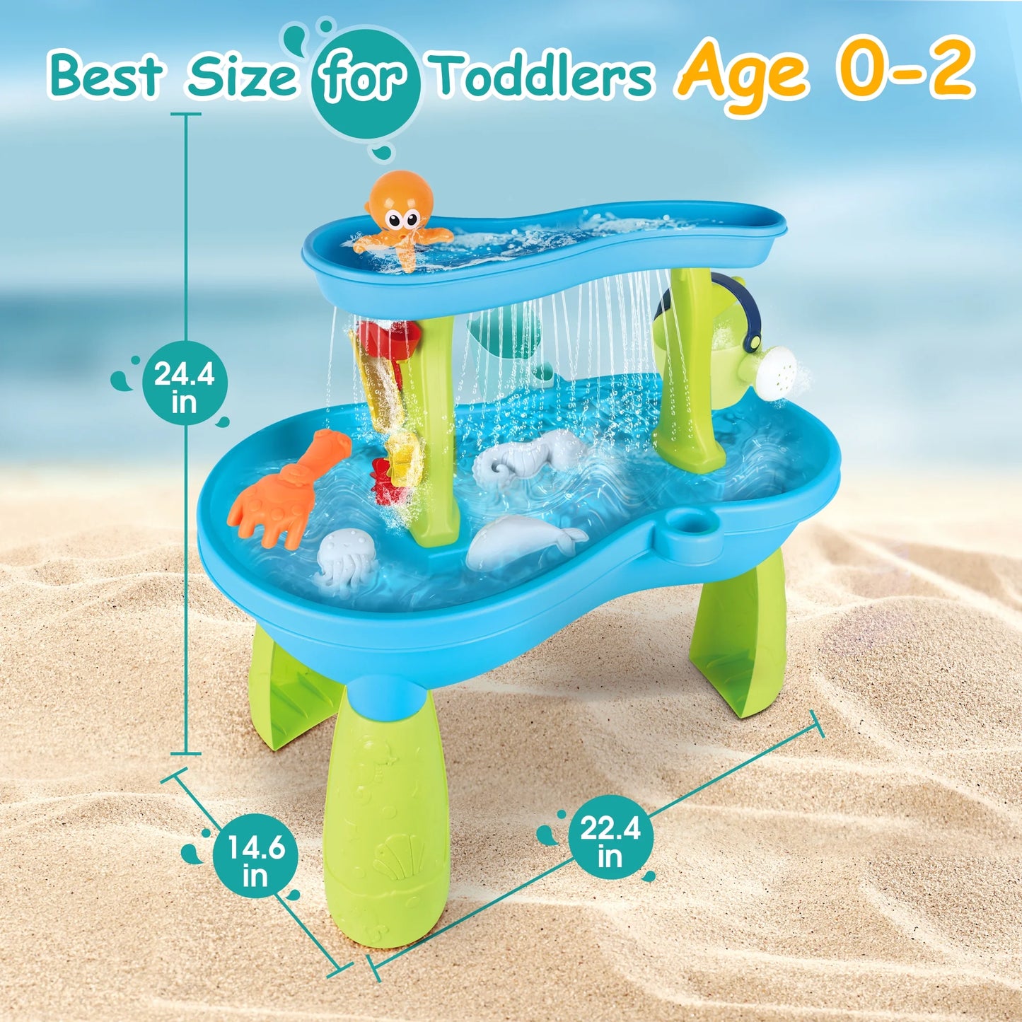 Viral Melliful Sand and Water Table for Toddlers – 19PCS Summer Outdoor Toy Set