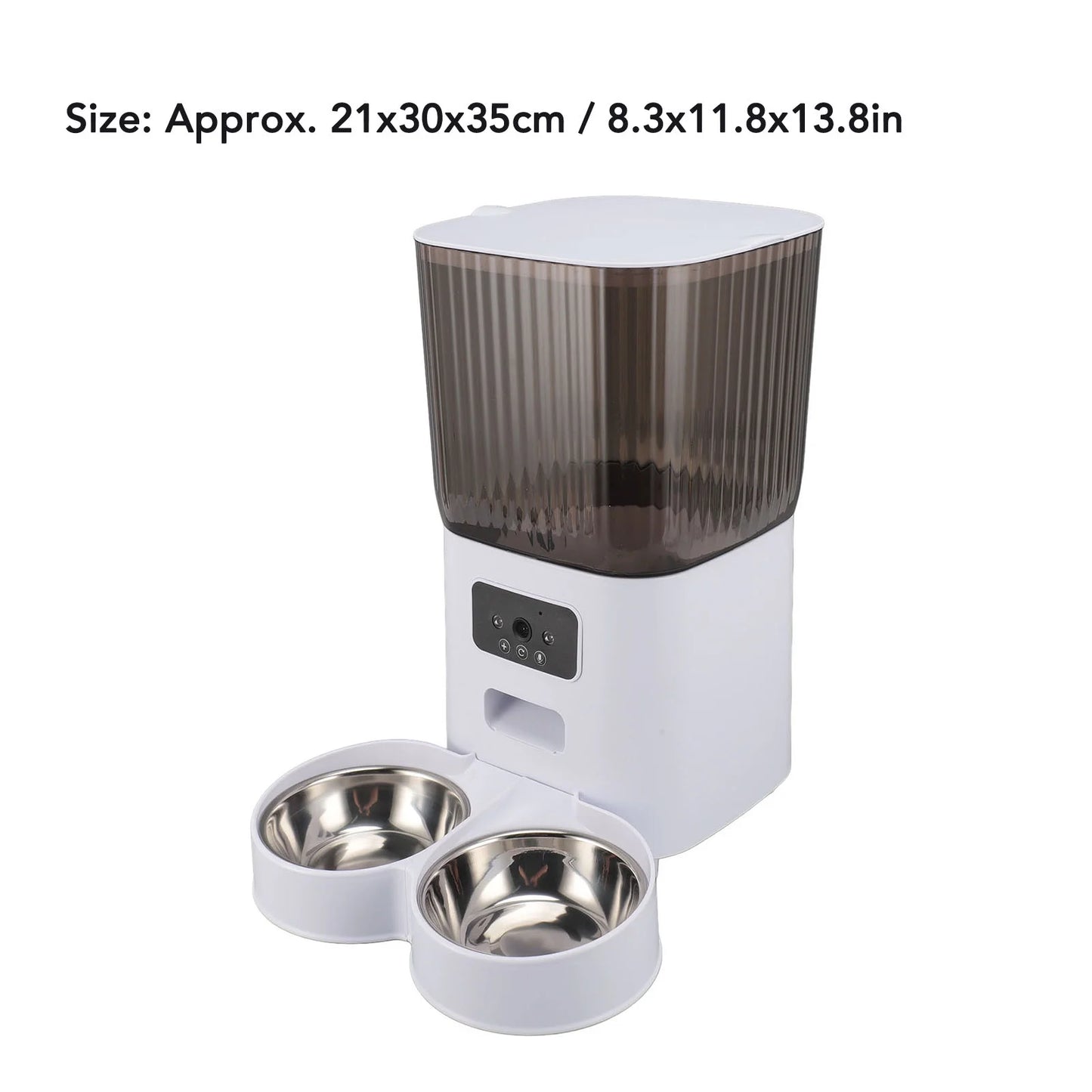 Smart Pet Feeder with Camera: 5L Capacity, App Control, Voice Recorder, Timed Feeding, Dual Power Supply, WiFi Connectivity, Stainless Steel Bowls