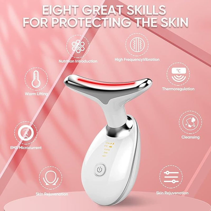 Viral Neck Face Beauty Device, Facial Massager for Skin Care, Double Chin, with 3 Color Modes, Face Sculpting Tool, Thermal, Vibration, Microcurrent