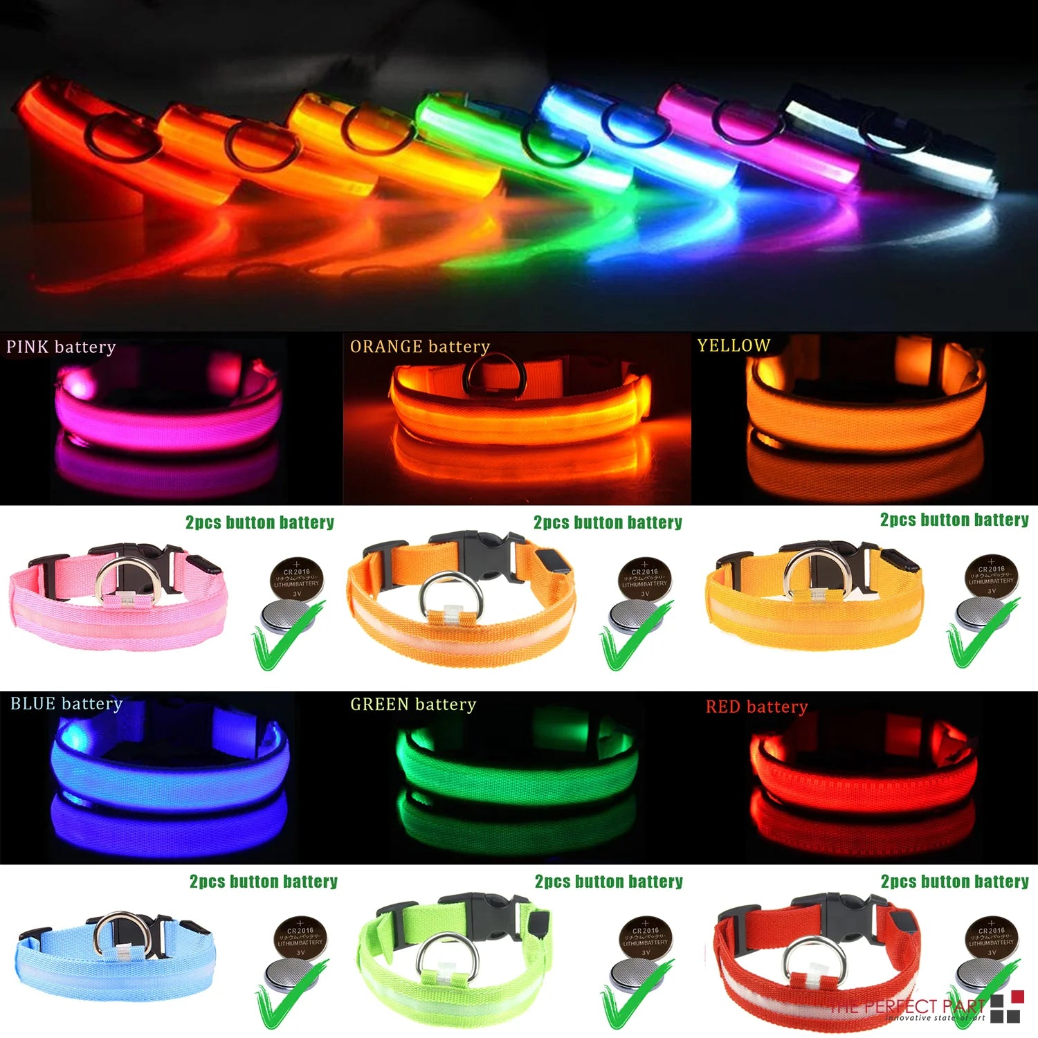 Viral LED Adjustable Dog Collar - Blinking Flashing Light Up Glow Pet Safety Waterproof