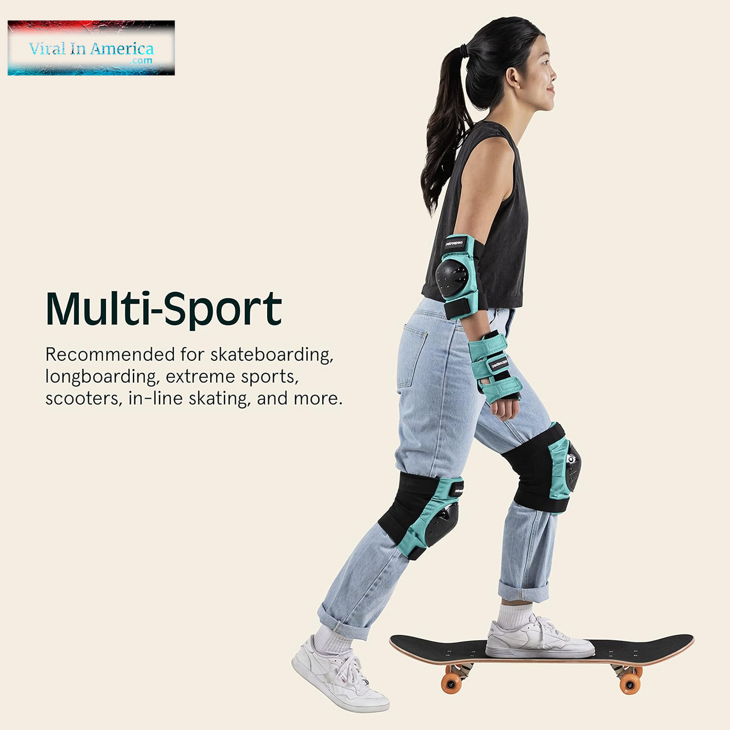 Retrospec Knee Pads, Elbow Pads & Wrist Guards for Men, Women & Kids - Protective Gear for Skateboarding, Roller Skate, Rollerblade, BMX & Scooter - Multi Sport Pad Set