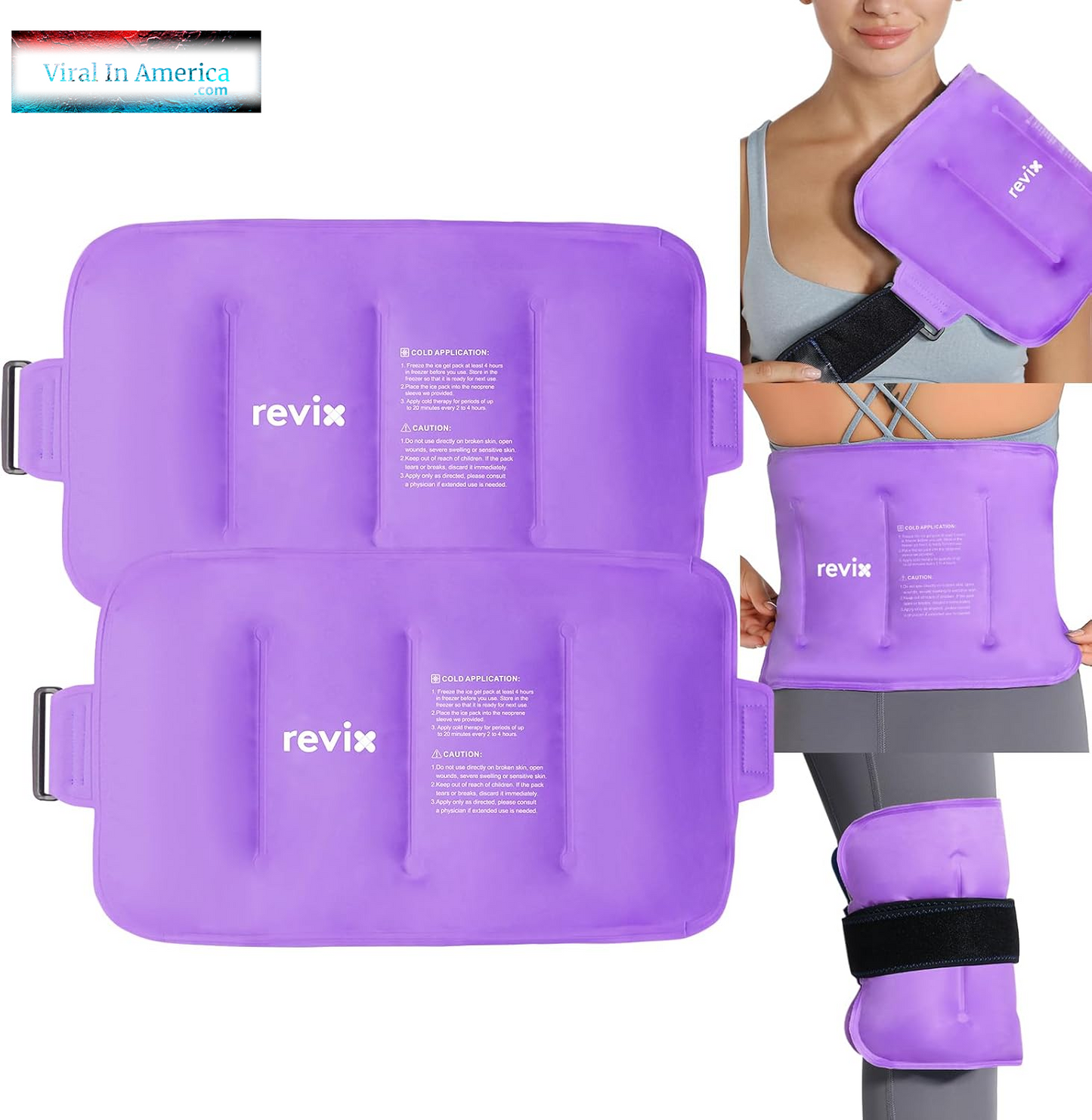 REVIX Ice Pack for Injuries Reusable Gel for Lower Back, Cold Packs for Back Shoulder, Elbow, Hip, Leg, Wrap around Entire Knee, Soft Cold Compress,16 × 9" Navy