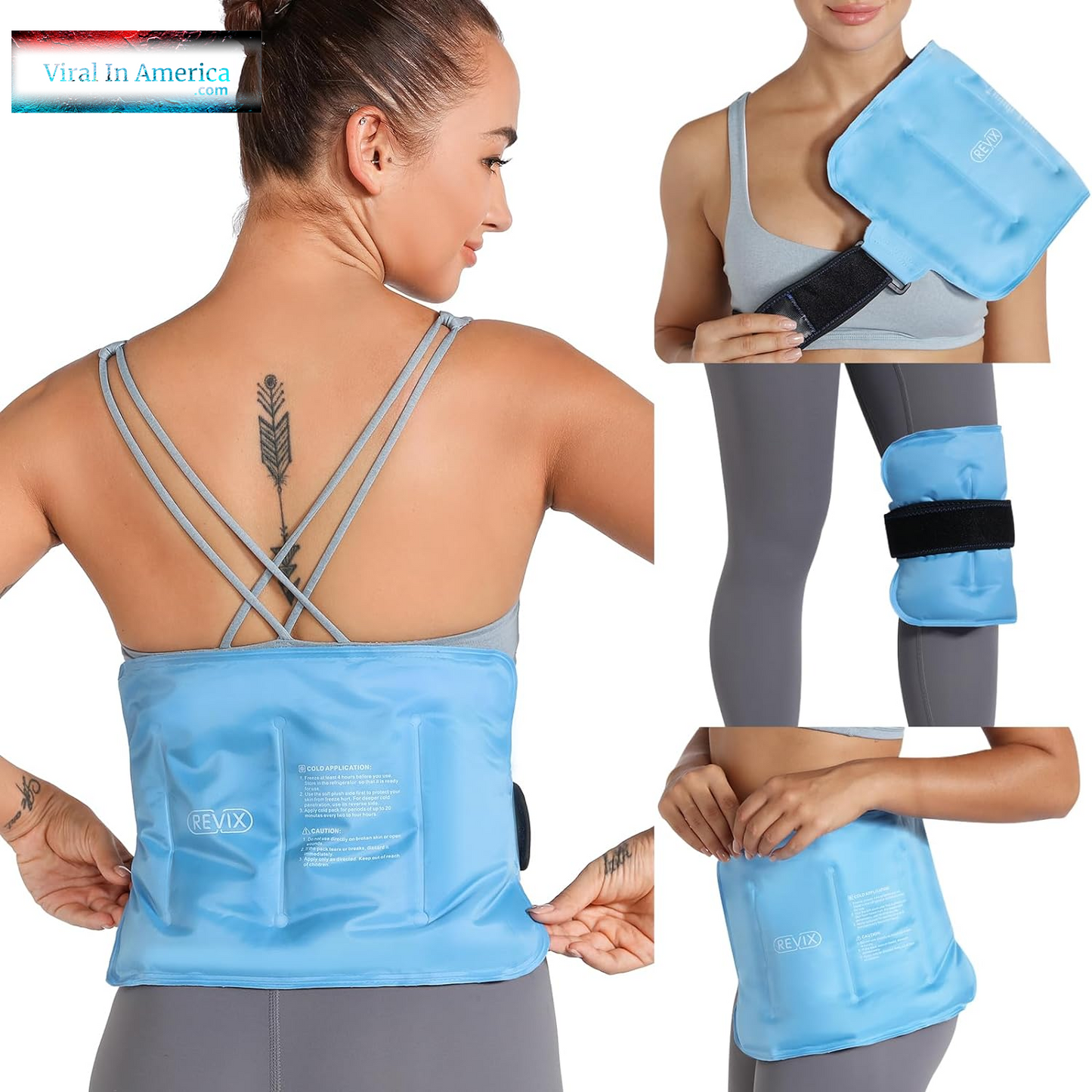 REVIX Ice Pack for Injuries Reusable Gel for Lower Back, Cold Packs for Back Shoulder, Elbow, Hip, Leg, Wrap around Entire Knee, Soft Cold Compress,16 × 9" Navy
