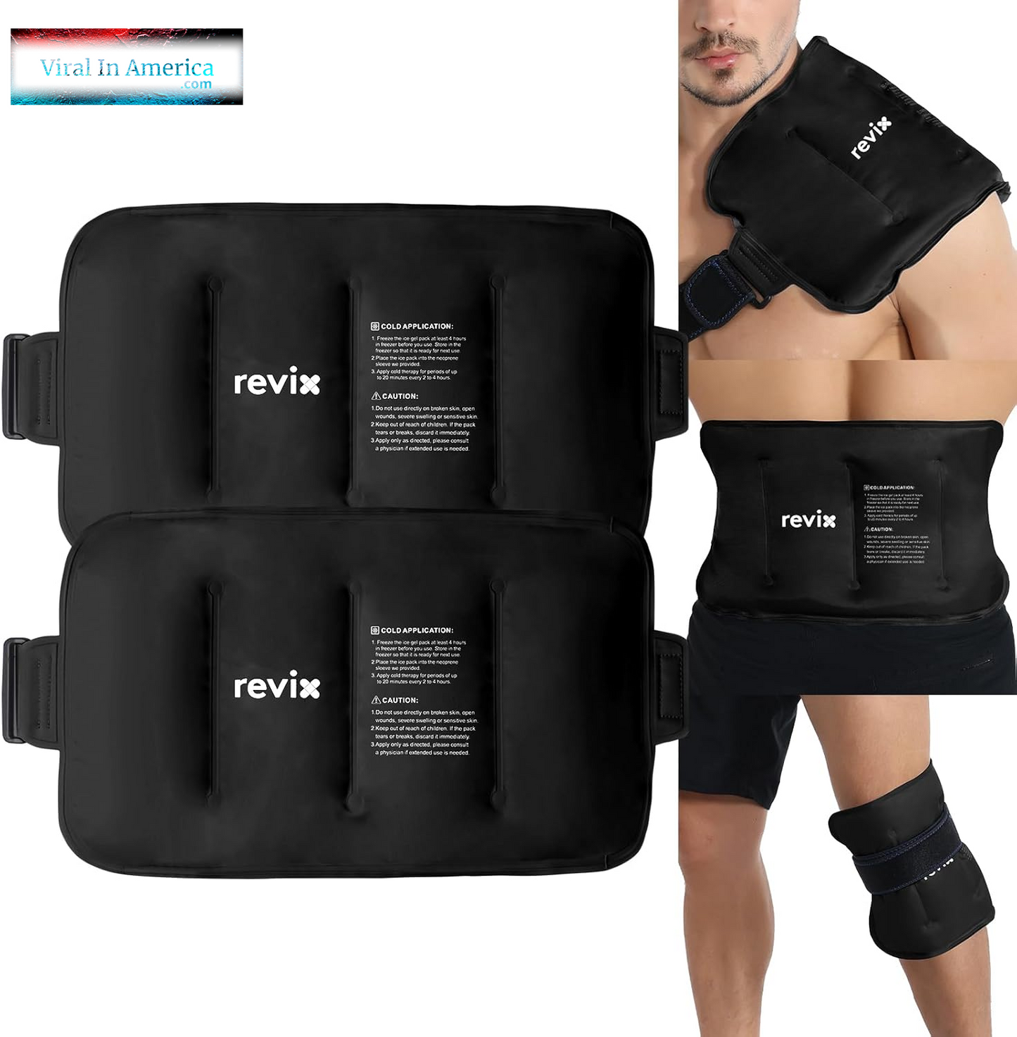 REVIX Ice Pack for Injuries Reusable Gel for Lower Back, Cold Packs for Back Shoulder, Elbow, Hip, Leg, Wrap around Entire Knee, Soft Cold Compress,16 × 9" Navy