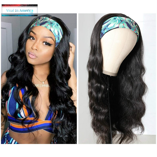 Catti Body Wave Headband Wig Human Hair Headband Wigs for Black Women Brazilian Virgin Hair Wear and Go Glueless Wigs Human Hair Headband Wig 150% Density (18" Headband Wigs)