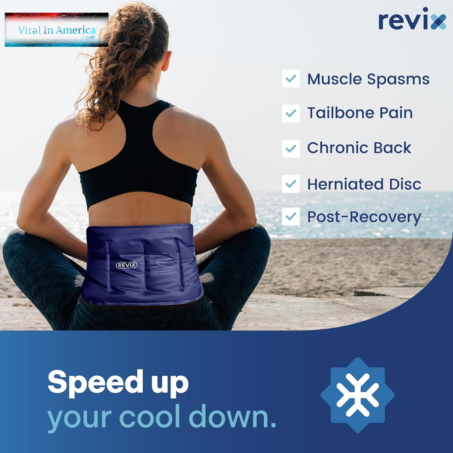 REVIX Ice Pack for Injuries Reusable Gel for Lower Back, Cold Packs for Back Shoulder, Elbow, Hip, Leg, Wrap around Entire Knee, Soft Cold Compress,16 × 9" Navy