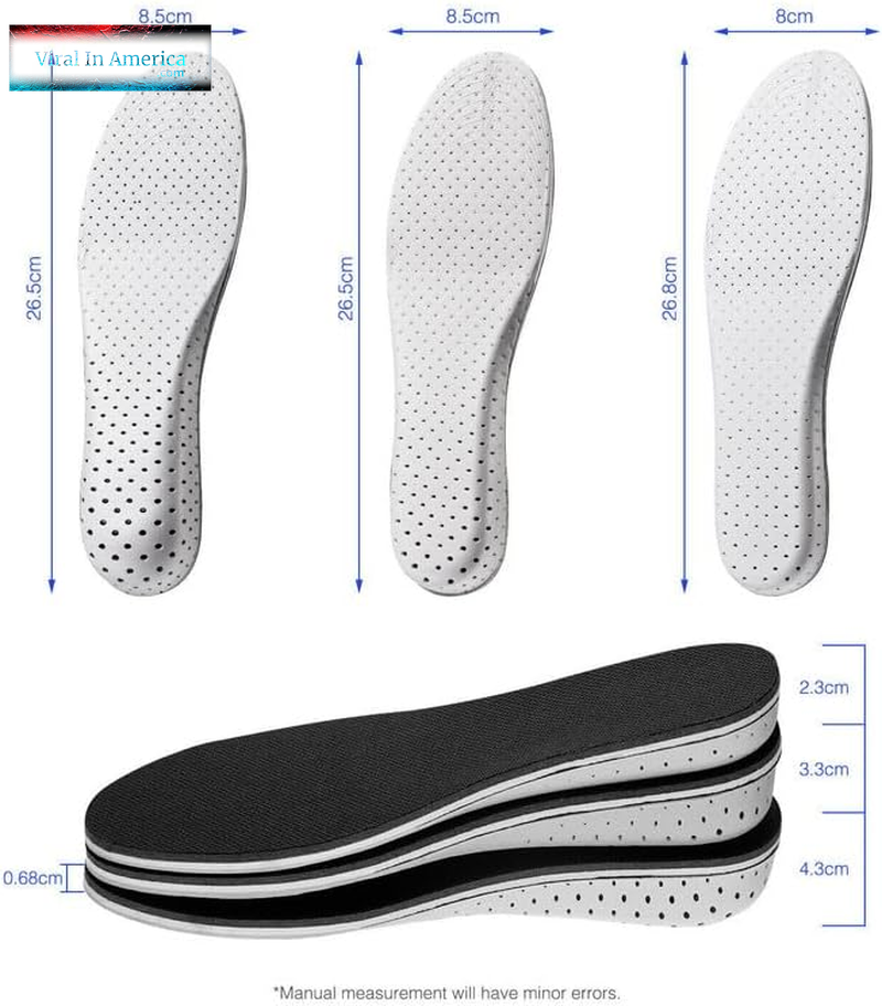 Viral Height Increase Insoles - Shoe Inserts for Men & Women, Invisible Heel Pads for Shoes to Make You Look Taller, Height Booster Heel Lift Shoe Insoles, Thin Insoles for Heel Support