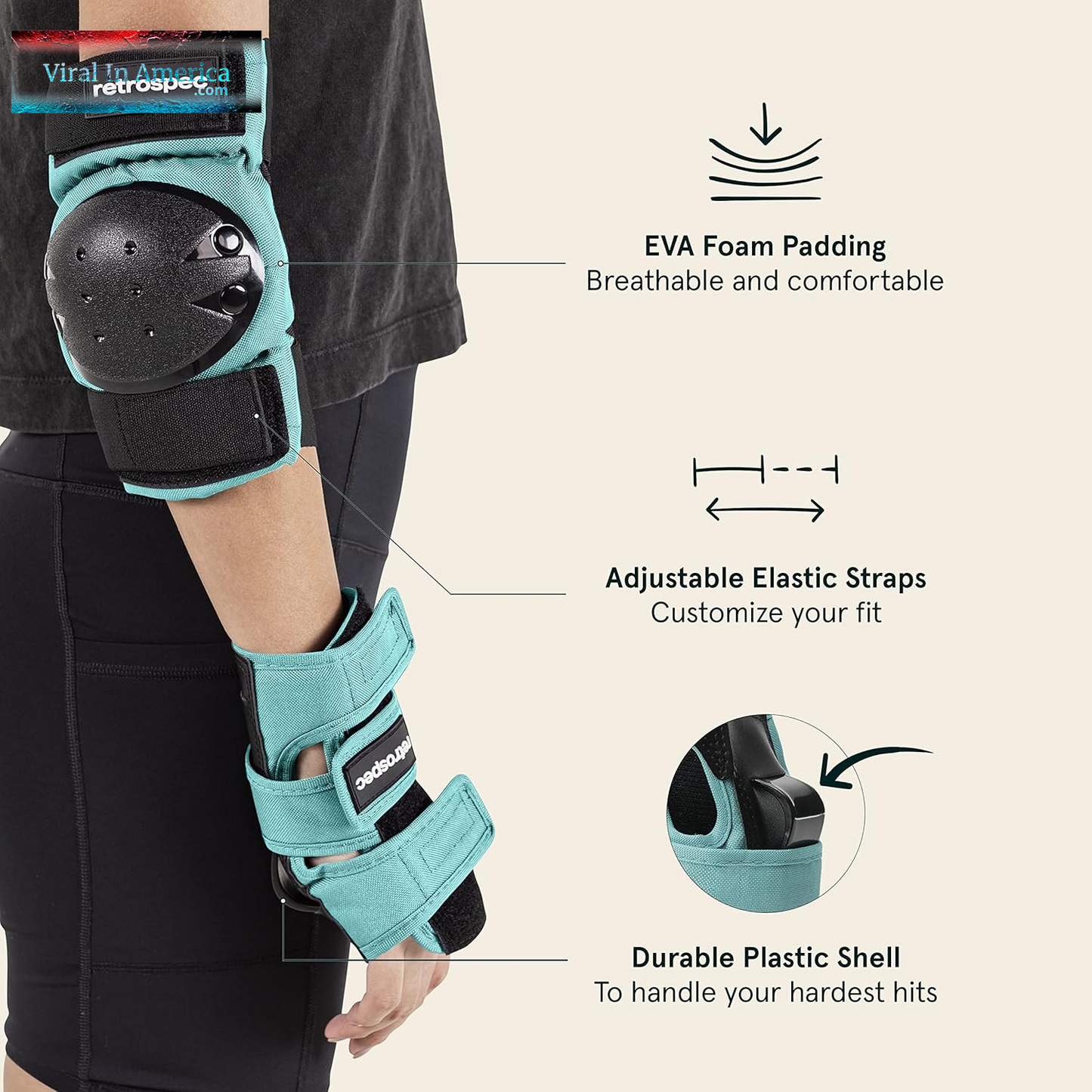 Retrospec Knee Pads, Elbow Pads & Wrist Guards for Men, Women & Kids - Protective Gear for Skateboarding, Roller Skate, Rollerblade, BMX & Scooter - Multi Sport Pad Set