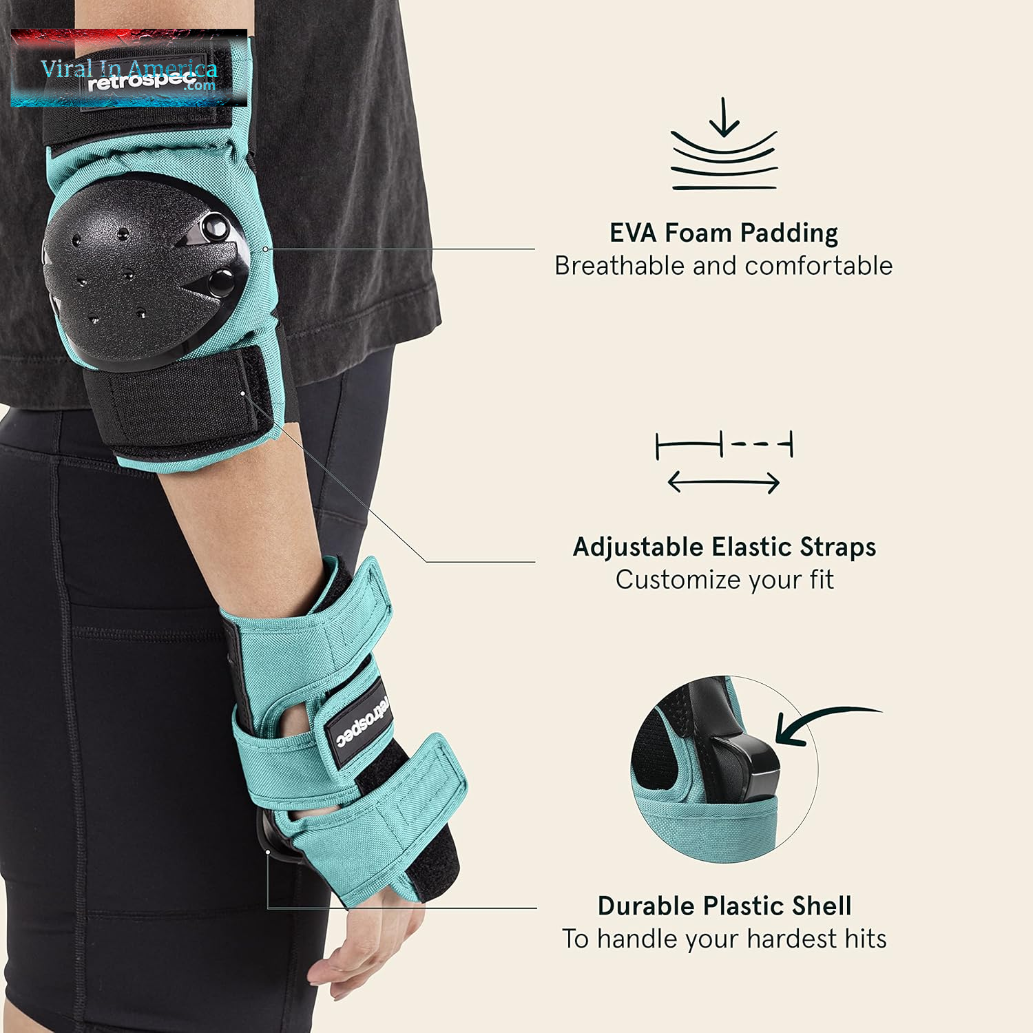 Retrospec Knee Pads, Elbow Pads & Wrist Guards for Men, Women & Kids - Protective Gear for Skateboarding, Roller Skate, Rollerblade, BMX & Scooter - Multi Sport Pad Set