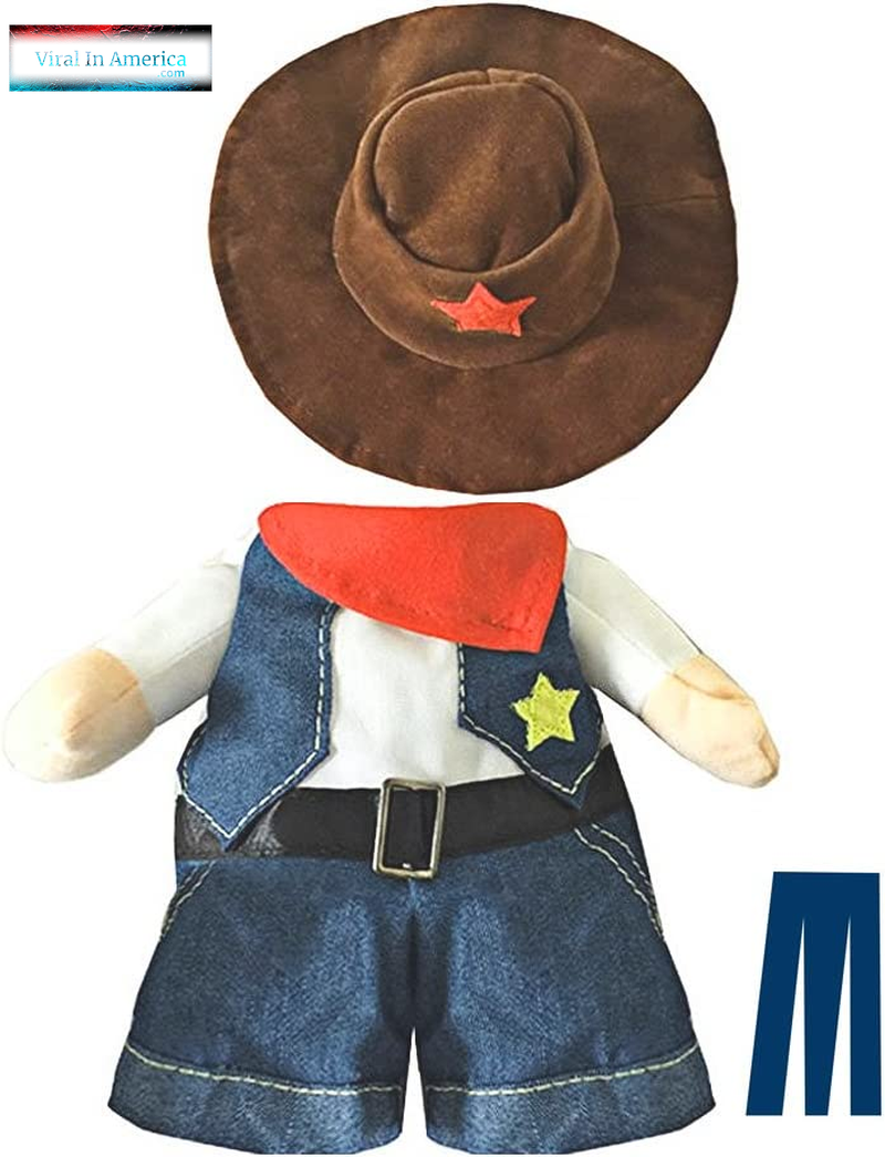 Viral in America Pet Dog Cat Halloween Costumes,The Cowboy for Party Christmas Special Events Costume,West Cowboy Uniform with Hat,Funny Pet Cowboy Outfit Clothing for Dog Cat(Xs) Blue